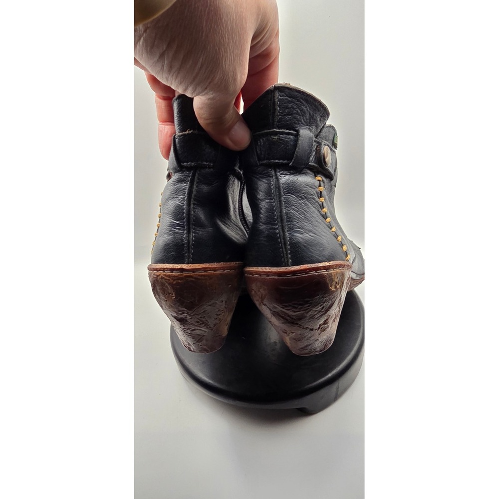 El Naturalista Black Leather Ankle Boots Sculpted Heel EU 37 Yellow Stitching - Picture 5 of 8